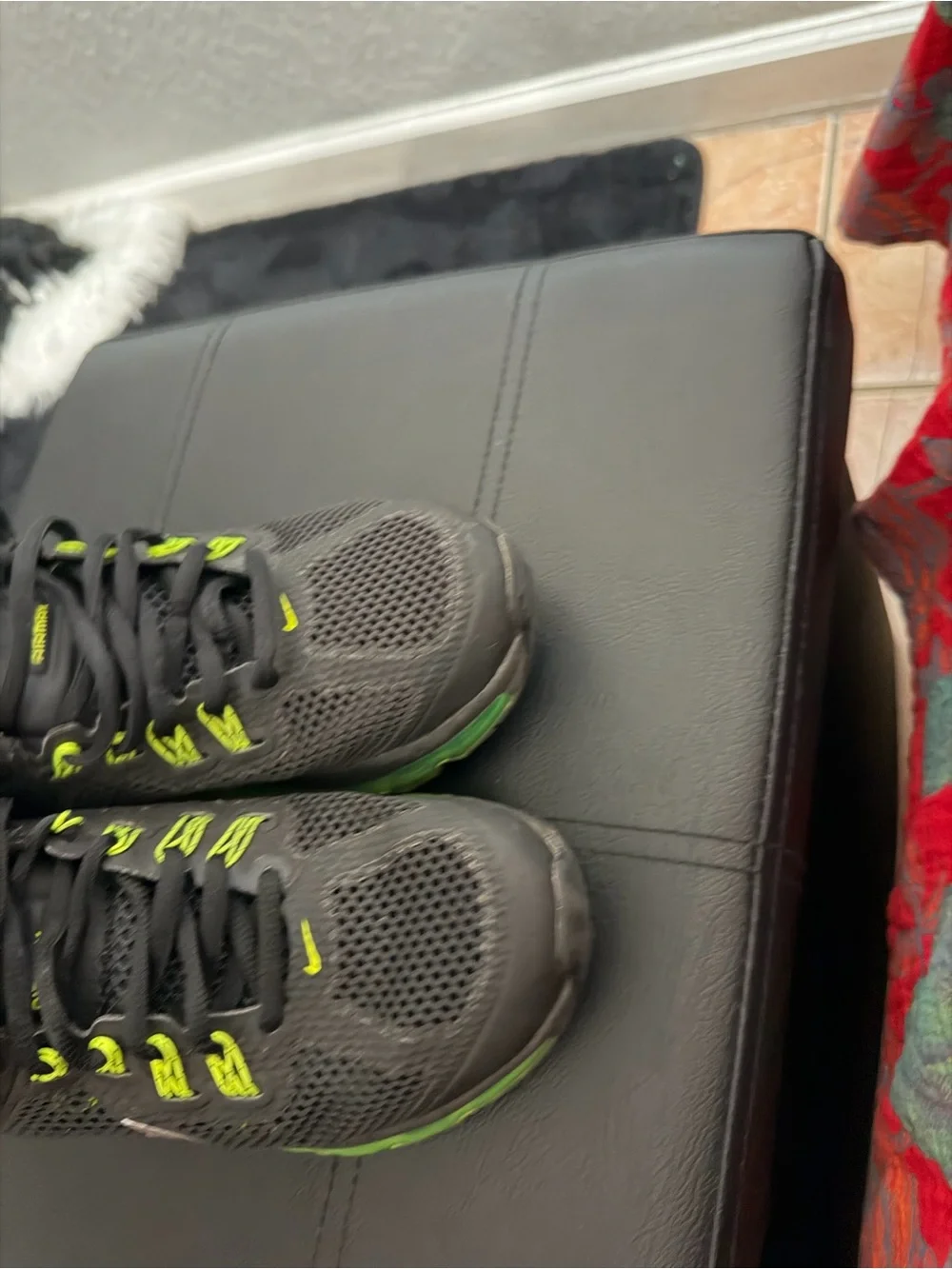 Nike Kids Black and Neon Yellow/Green Running Sneakers